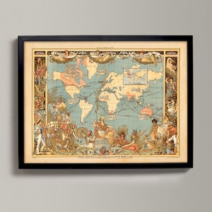 Mapa del Imperio Británico - Mapa antiguo del mundo, Reino Unido / Bellas Artes Giclée. Mapa antiguo de Gran Bretaña, Reino Unido, Globo terráqueo británico