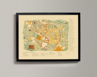 Santiago de Compostela Old Map | Route of Camino } Museum Quality Reproduction