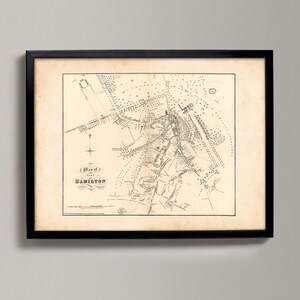 Kilimando Antike Karte | Giclée Kunstdruck | Antike Stadt Plan, Vintage Stadtplan von Hammond in der Nähe von Glasgow, Schottland Town Map of 1883
