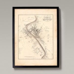 Alte Karte von Dumfries und Maxwelltown | Kunstdruck | Vintique Home Wandbehang Print Stadtplan von Dumfries and Galloway, aus dem Jahr 1883