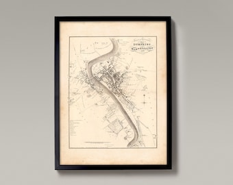 Dumfries and Maxwelltown Old Map | Fine Art Print | Vintique Home Wall Hanging Print town survey map of Dumfries and Galloway, from 1883