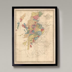 Scottish Clans Map | Campbell, MacDonald, Macleod, Fraser, MacKenzie, Gordon, Cameron, Mackay, Robertson map of Scotland&#39;s Clan Family