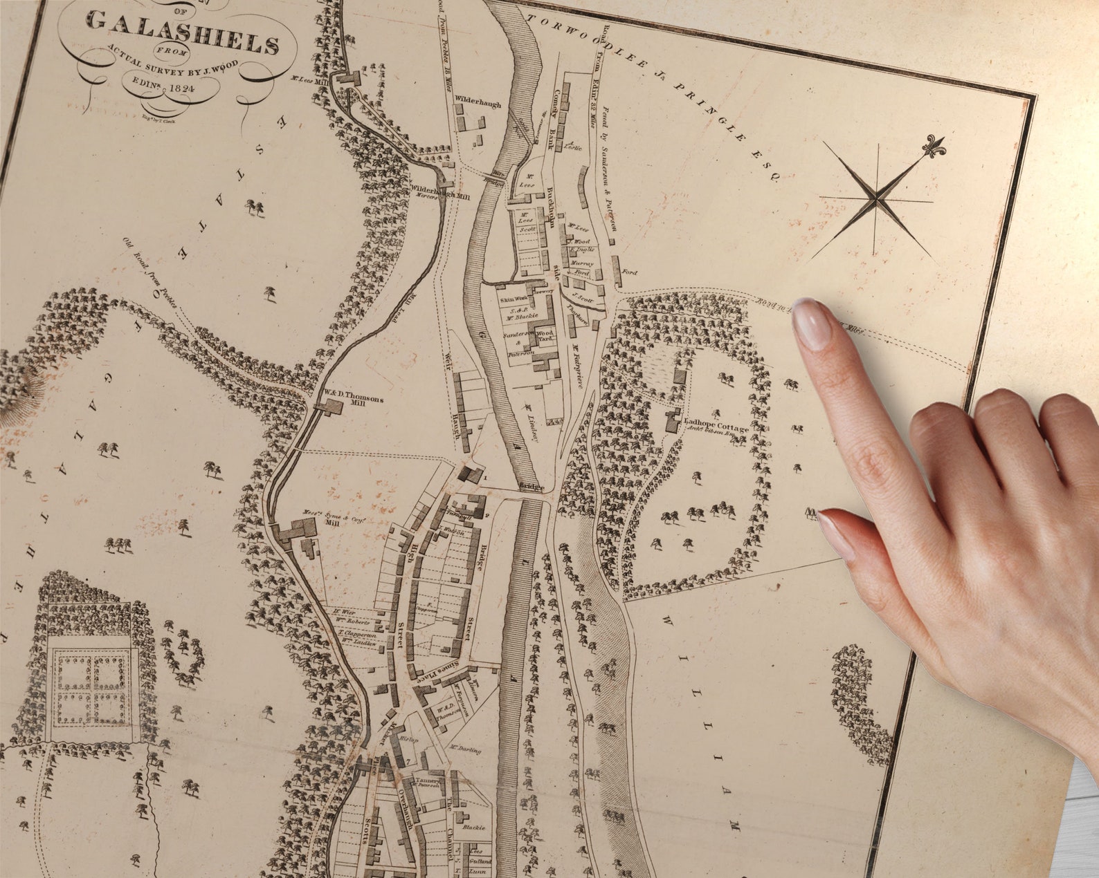Galashiels Antique Map | Giclee Fine Art Print | Vintage Town Plan ...