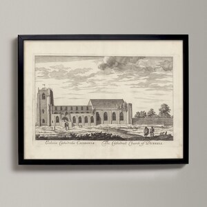 La iglesia catedral de Dunkeld / Dibujo histórico de la ciudad escocesa / Catedral de Dunkeld, Mapa antiguo de Dunkeld, Regalo de Dunkeld, Póster de Dunkeld