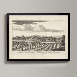Dumblane - The Prospect of the Town | Historical Scottish Town Drawing | Dunblane, Dunblane Old Map, Dunblane Gift, Dunblane Poster, Du