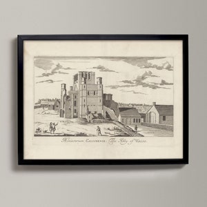 The Abby of Kelso | Historical Scottish Town Drawing | Kelso Abbey, Kelso Old Map, Kelso Historical Map, Kelso Gift, Kelso Poster, Kelso