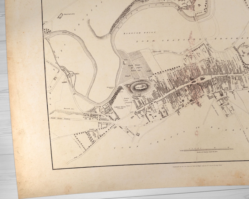 Old Map of Elgin Old Map Print Elgin Old Map Elgin Etsy