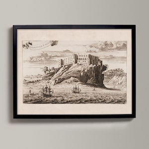 Dunotter Castle - aka Wemyss Castle | Historical Scottish Town Drawing | Dunotter Castle, Dunotter Old Map, Dunotter Gift, Dunotter Poster