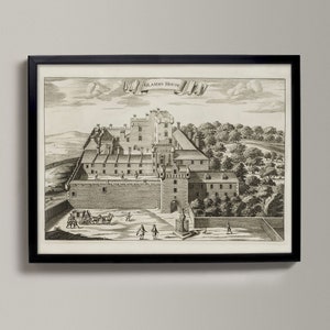 Castello di Dalkeith ('Glamms House') / Disegno storico di una città scozzese / Castello di Dalkeith, Vecchia mappa di Dalkeith, Regalo di Dalkeith, Poster di Dalkeith,