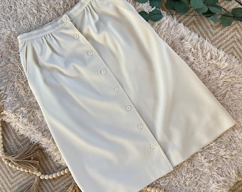 VINTAGE Givenchy Sport Winter White High Waist Button Down Skirt with Pockets Small