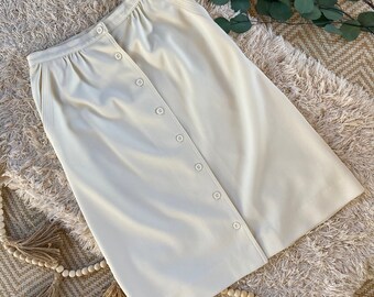 VINTAGE Givenchy Sport Winter White High Waist Button Down Skirt with Pockets Small