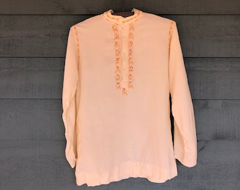 VINTAGE Indian Embroidered Long Sleeve Shirt | Wedding Shirt | Cotton Long Sleeve Dress Shirt | Vintage Indian Shirt