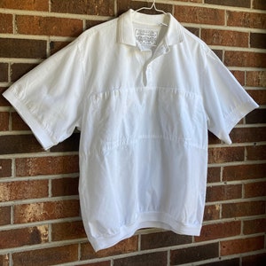 VINTAGE 80s Custom Club International size Medium White Collared Beach Shirt