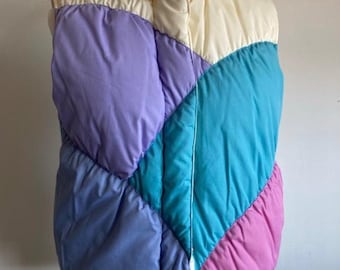 VINTAGE 80s Puffer Winter Vest Pastel Herman’s Medium
