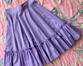 VINTAGE Western Ruffle Hem Full Skirt Lilac Size Small
