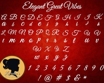 Elegant Great Vibes Script Font , Svg, Dxf, Eps, Png, Jpg Digital Monogram , Fancy Script, Cursive Font, Silhouette Files, Cricut, Cut Files