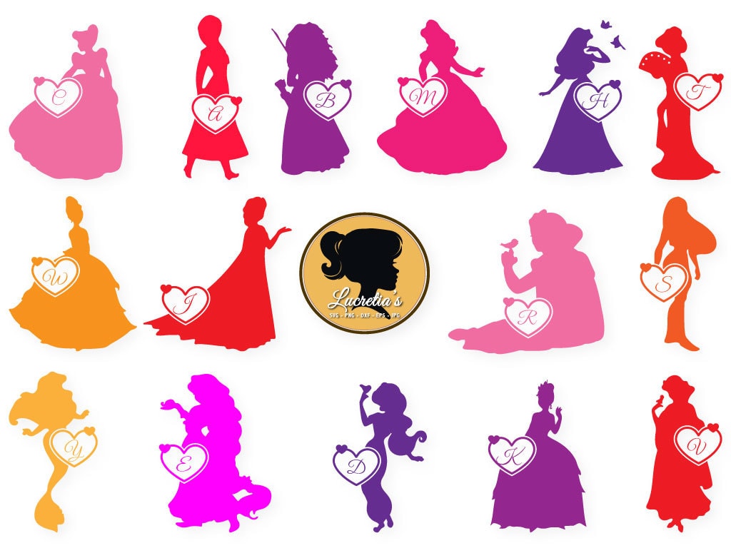 Download Disney Princess Monogram Frame SVG Cut Files for Vinyl | Etsy