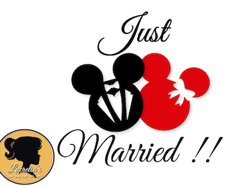 Just Married svg, Mickey Mouse,Minnie Mouse, SVG files for Silhouette Cameo or Cricut, Couple svg, vector, svg, dxf eps