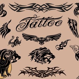 Tattoo  tribal Silhouette - Tribal designs svg - Tribal animals Tatoo (zipped .eps .pdf .dxf .svg and .studio file) vector cutting files