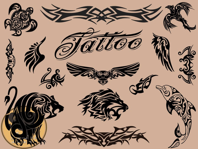 Tattoo tribal Silhouette Tribal designs svg Tribal animals Tatoo zipped .eps .pdf .dxf .svg and .studio file vector cutting files image 1