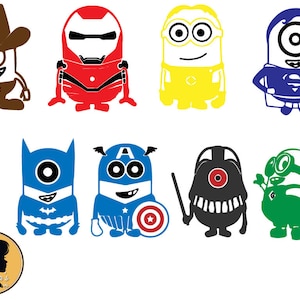 Günstling Superhelden SVG, Minion Captain America SVG, Spaß Diener, Minions Entwurf Cliparts, cameo Svg-Dateien für Cricut, Dxf, Vektor-Dateien