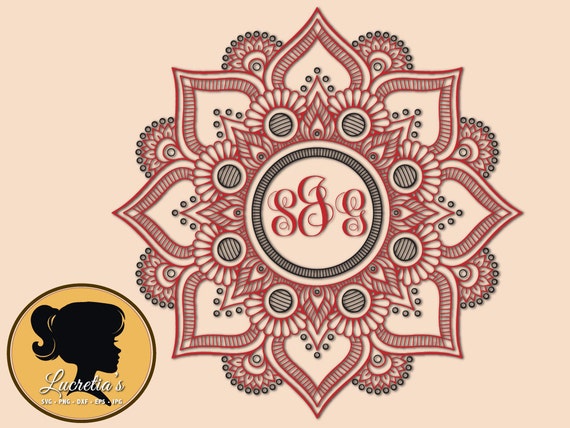 Download Monogram Mandala frame SVG Mandala silhouette Zen Mandala ...
