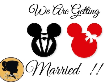 We are getting Married svg, Mickey Mouse,Minnie Mouse, SVG files for Silhouette Cameo or Cricut, Couple svg, vector, svg, dxf eps