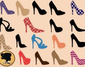 Patterned High Heel Pump Shoe , Silhouette, Background SVG Cut Files for Cricut, Silhouette and other Vinyl Cutters, svg cut files