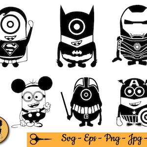 Günstling Superhelden SVG, Minion Captain America SVG, Spaß Diener, Minions Entwurf Cliparts, cameo Svg-Dateien für Cricut, Dxf, Vektor-Dateien