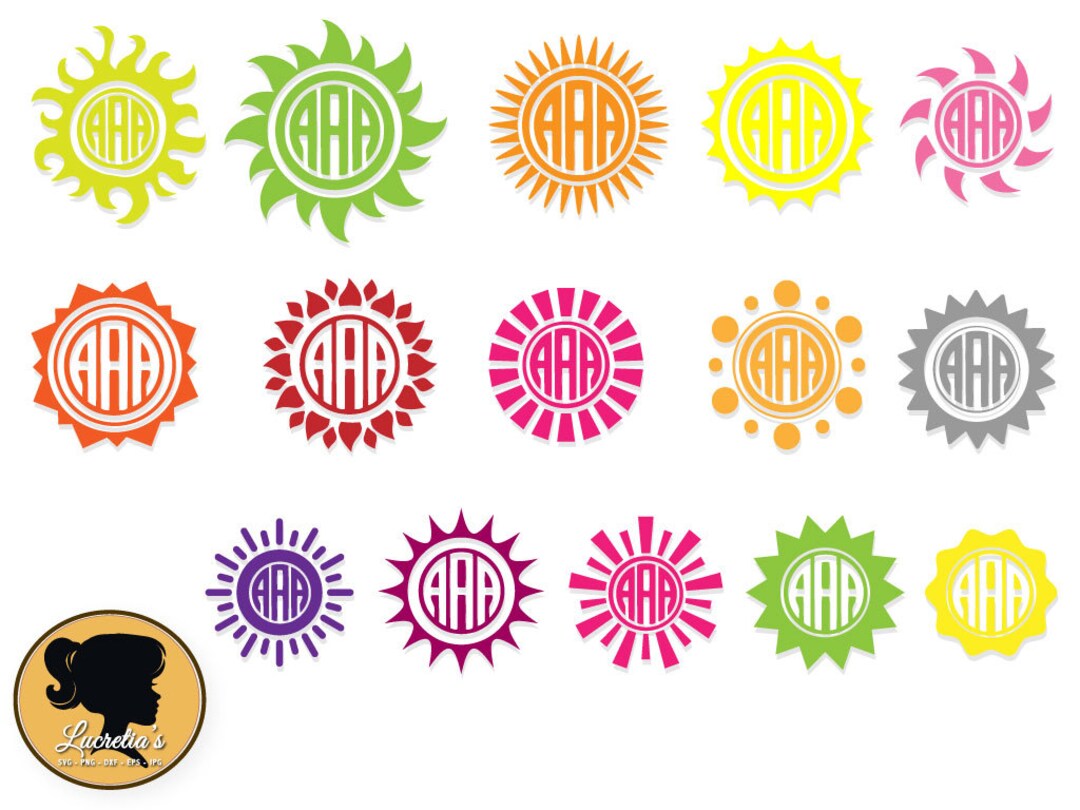 Sun Monogram Frame SVG, Cricut Cut File, Sun Monogram Frame Cut File ...