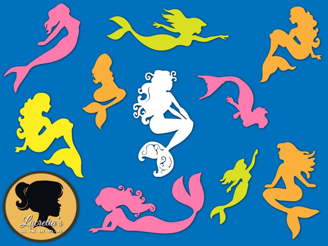 Mermaid Svg Silhouette Mermaid Pack Svg Mythology Mermaid - Etsy