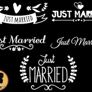 Just Married Design Set SVG Cut Files for Vinyl Cutters, Screen Printing, Silhouette, Die Cut Machines, & More