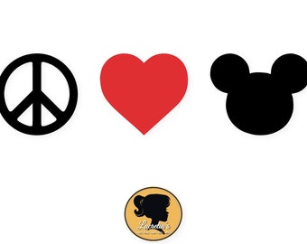 Mickey Peace Love  SVG, Heart Peace Love  Silhouette, love Silhouette,peace Svg, Screen Printing, Craft, Instant Download