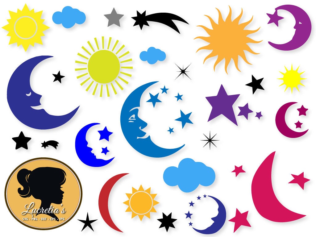 Moon Moon Svg Star Sky Cloud Svg Shooting Svg Sun | Etsy