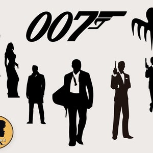 007 Digital Clipart Images, Instant Download, 007 silhouette. Movie silhouette dxf, files , files for cricut, vinyl, svg files