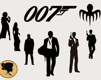 007 Digital Clipart Images, Instant Download, 007 silhouette. Movie silhouette dxf, files , files for cricut, vinyl, svg files