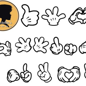 Mickey Hand Love Sign SVG Files, Mouse Ears DXF Cut File For Birthday, Cricut, Die Cut Machine, Screen Printing, Craft, Instant Download