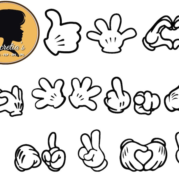 Mickey Hand Love Sign SVG Files, Mouse Ears DXF Cut File For Birthday, Cricut, Die Cut Machine, Screen Printing, Craft, Instant Download