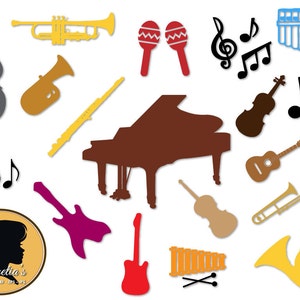 Musical Instruments Silhouette, Instruments design Svg Cameo or Cricut(zipped .eps .pdf .dxf .svg and .studio file) vector cutting files