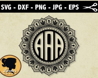 MONOGRAM MANDALA (monogram is not included) SVG, Mandala, Cut Files for Vinyl Cutters, Screen Printing, Silhouette, Die Cut Machines, & More