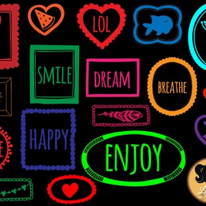 Fun Frame design Silhouette, enjoy- Smile-Lol  Silhouette, Happy Svg, Fun Frame  Digital Download for Silhouette Cameo or Cricut, vector