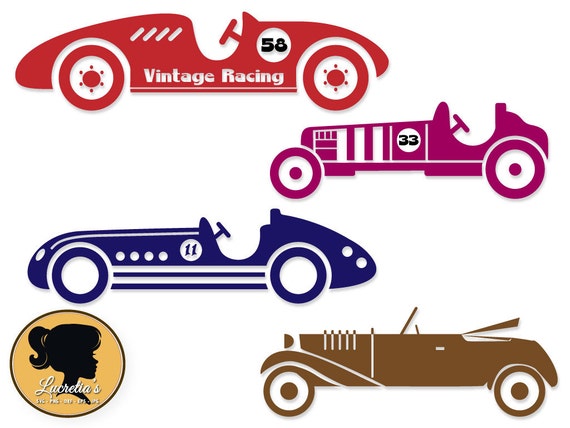 Download Vintage Racing Svg Cars Silhouettes For Silhouette Cameo Or Etsy