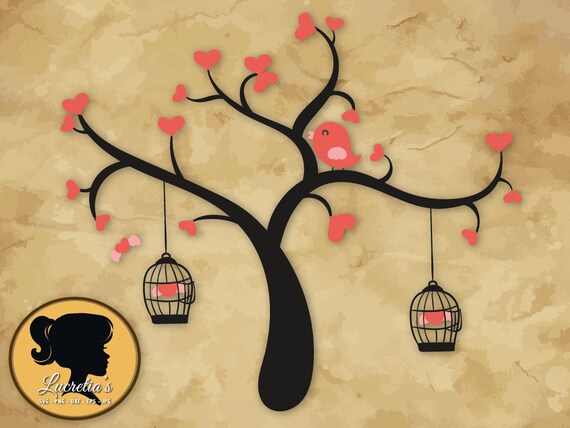 Tree Of Love Svg Tree With Loving Birds Family Tree Svg Etsy