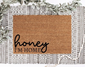 Honey I'm Home Doormat | Cute Doormat | Front Porch Decor | Summer decor | Housewarming gift