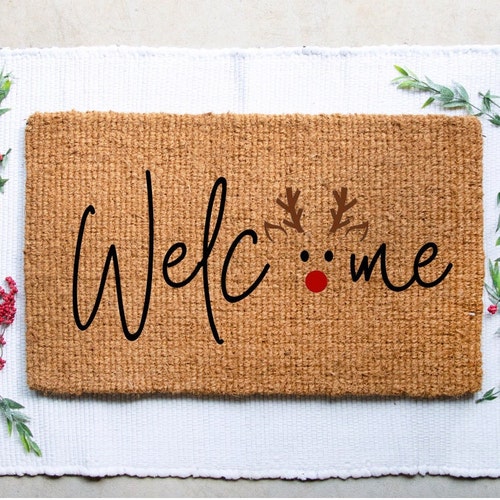 Reindeer Doormat Christmas Doormat Cute Doormat Etsy