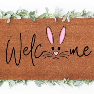 Welcome Easter Bunny Face Doormat | Easter Doormat | Spring Doormat | Easter Decor | Holiday Doormat | Easter Gift