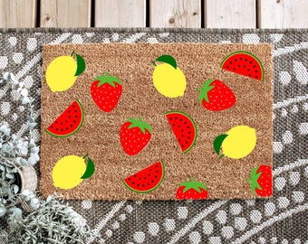 Watermelon, Strawberry & Lemon Doormat | Fruit Doormat | Summer Doormat | Summer Decor | Decor | Housewarming Gift