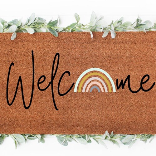 Boho Rainbow Doormat Boho Doormat Spring or Summer Etsy