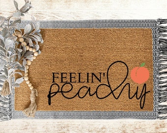 Feelin Peachy Doormat | Summer Doormat | Summer Decor | Beach Decor | Housewarming Gift | colorful Doormat | Bright doormat