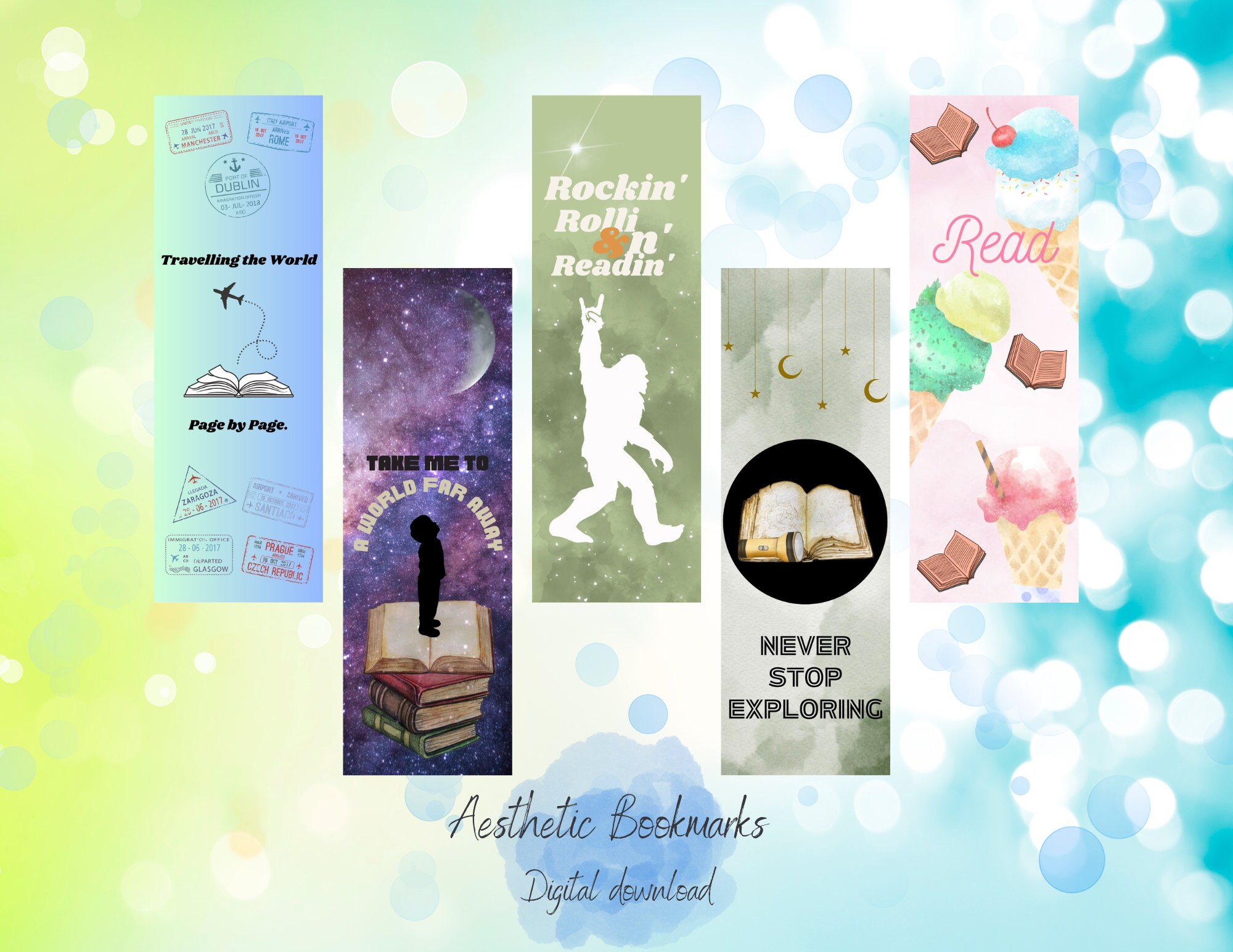 Children's Bookmark set of 5 PDF Digital Download Etsy
